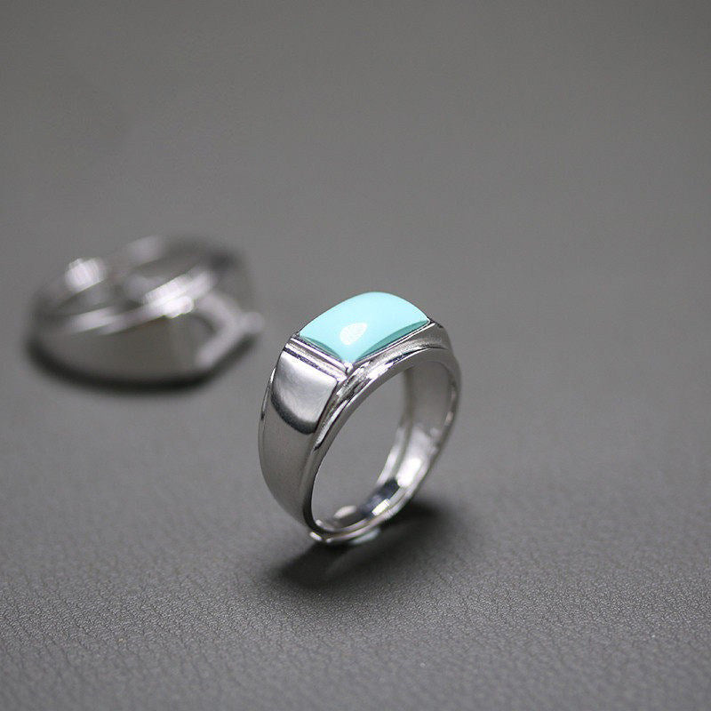 Rectangular Turquoise Bezel Setting 925 Sterling Silver Ring