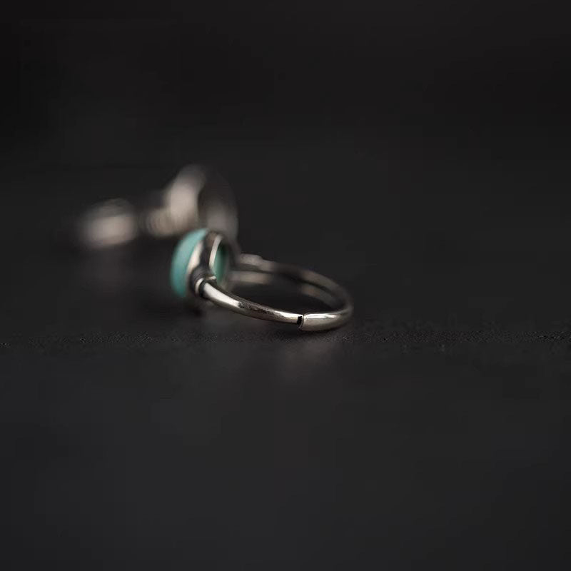Antiqued Solitaire Turquoise 925 Sterling Silver Ring