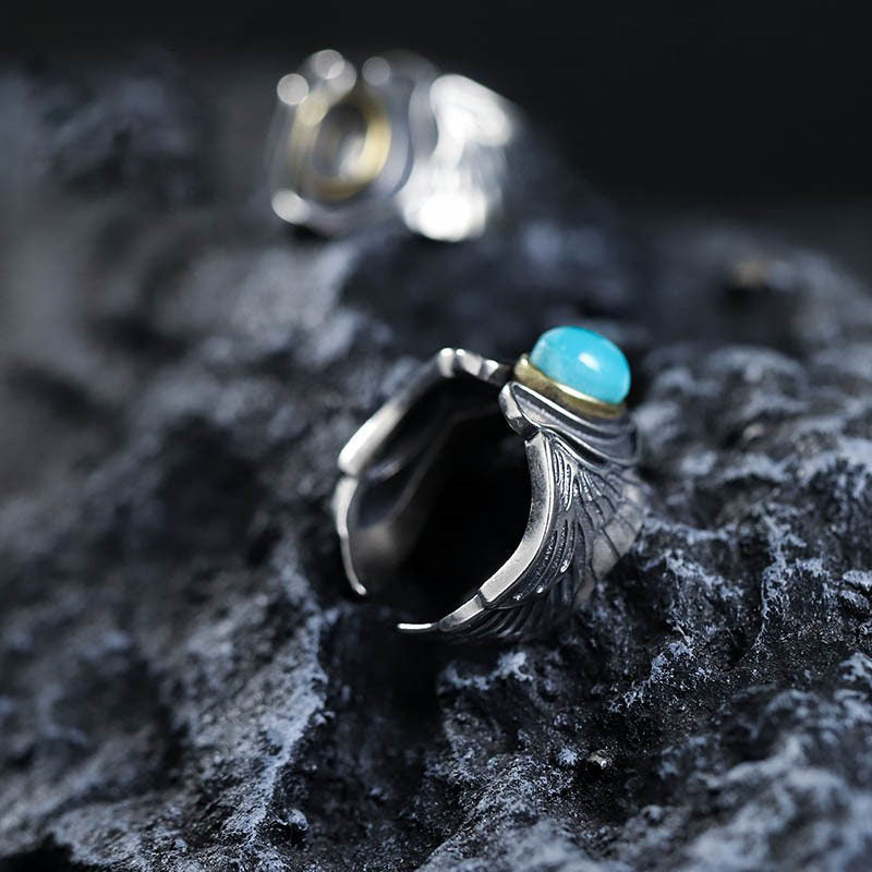 Antiqued Western Turquoise 925 Sterling Silver Ring