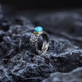 Oval Turquoise Copper Bezel 925 Sterling Silver Ring