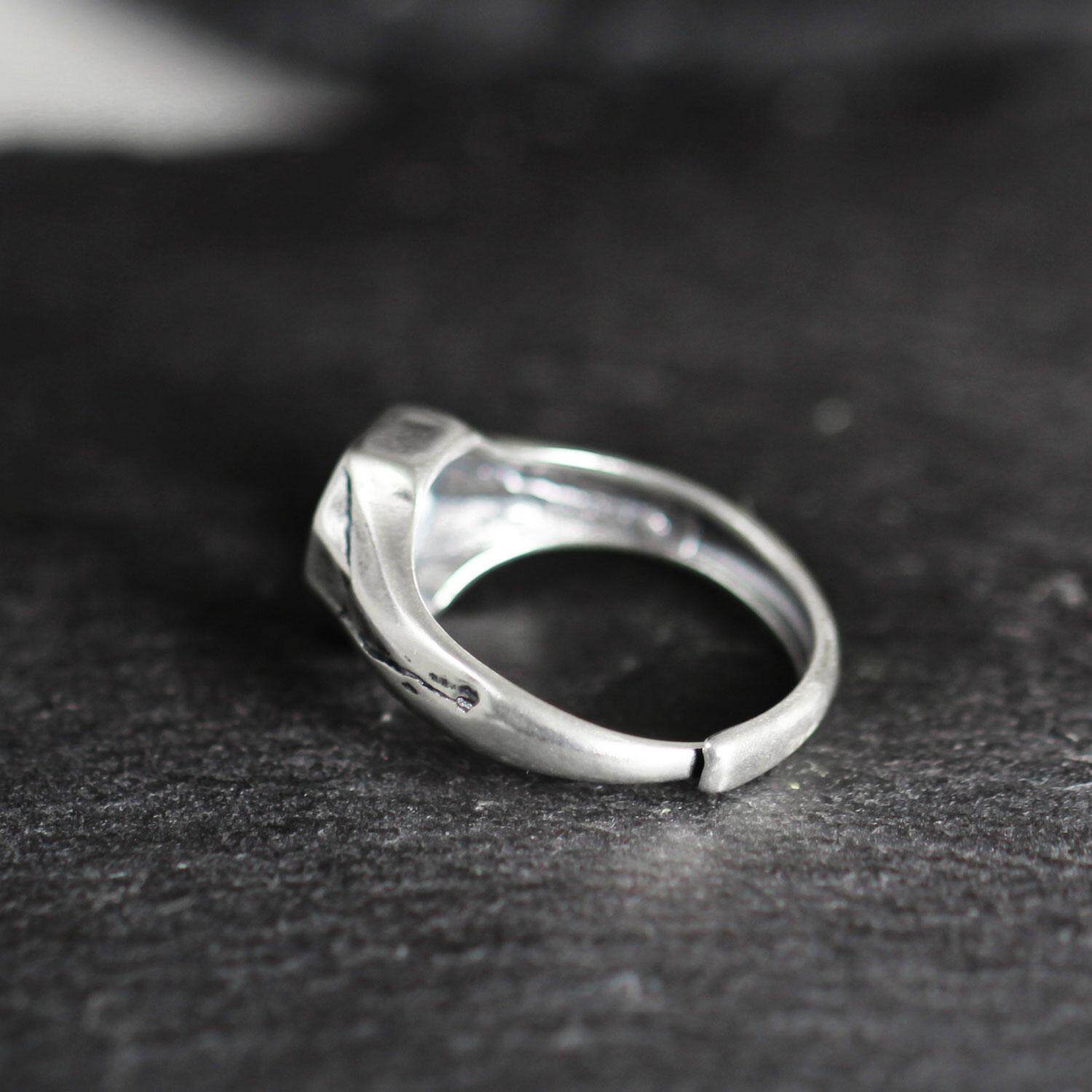 925 Sterling Silver Ring with Antiqued Artisan Turquoise Statement