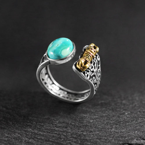 925 Sterling Silver Adjustable Statement Turquoise Ring