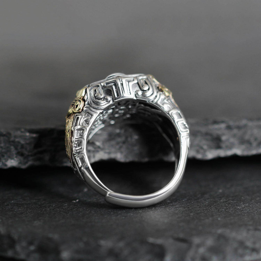 925 Sterling Silver Antique Geometric Turquoise Ring