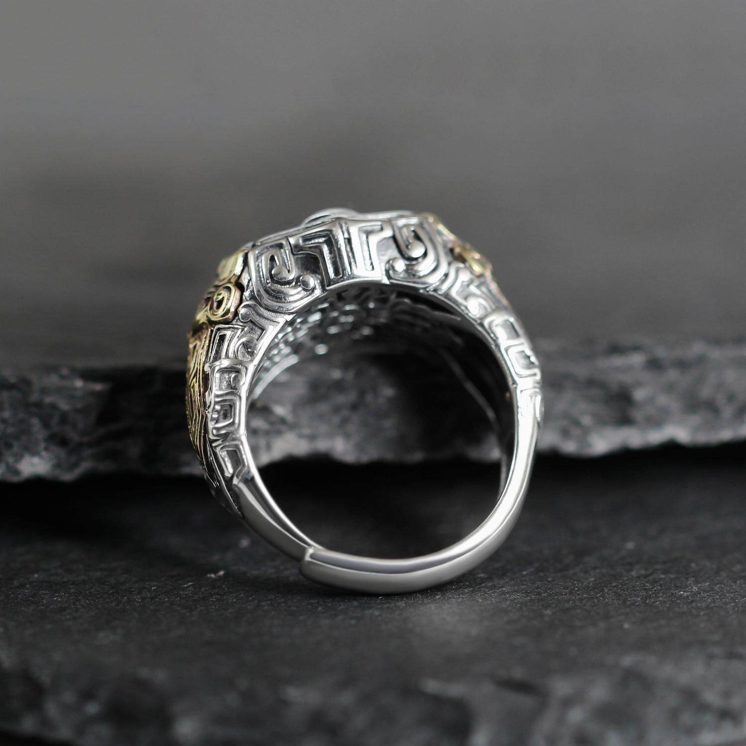 925 Sterling Silver Antique Geometric Turquoise Ring