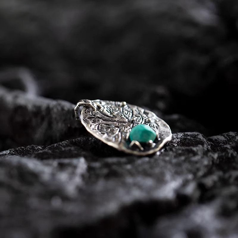 925 Sterling Silver Pendant with Irregular Hammered Turquoise