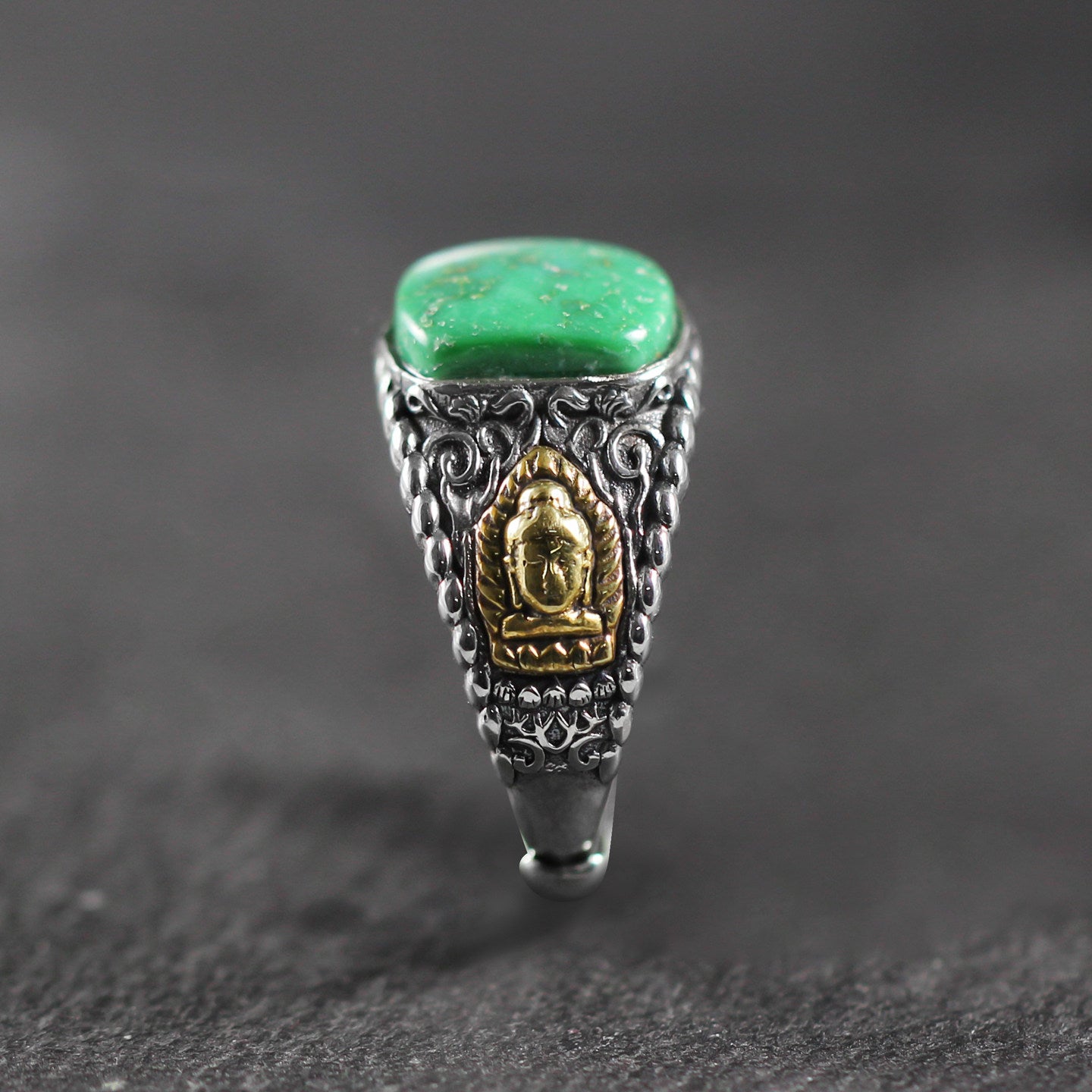 Auspicious Square Turquoise 925 Sterling Silver Band Ring