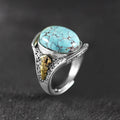 Vajra Turquoise 925 Sterling Silver Rotating Ring