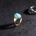 925 Sterling Silver Ring with Gold Plated Turquoise Signet Top