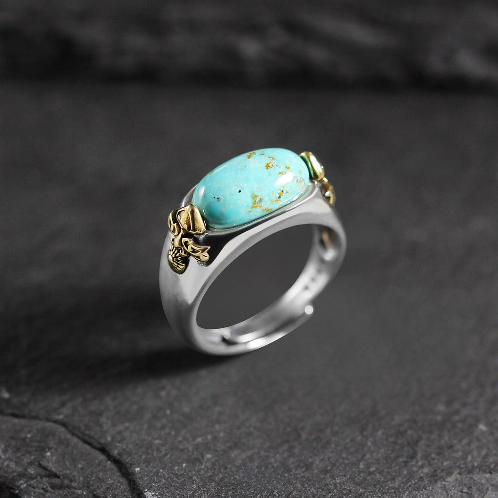 925 Sterling Silver Oval Turquoise Adjustable Band