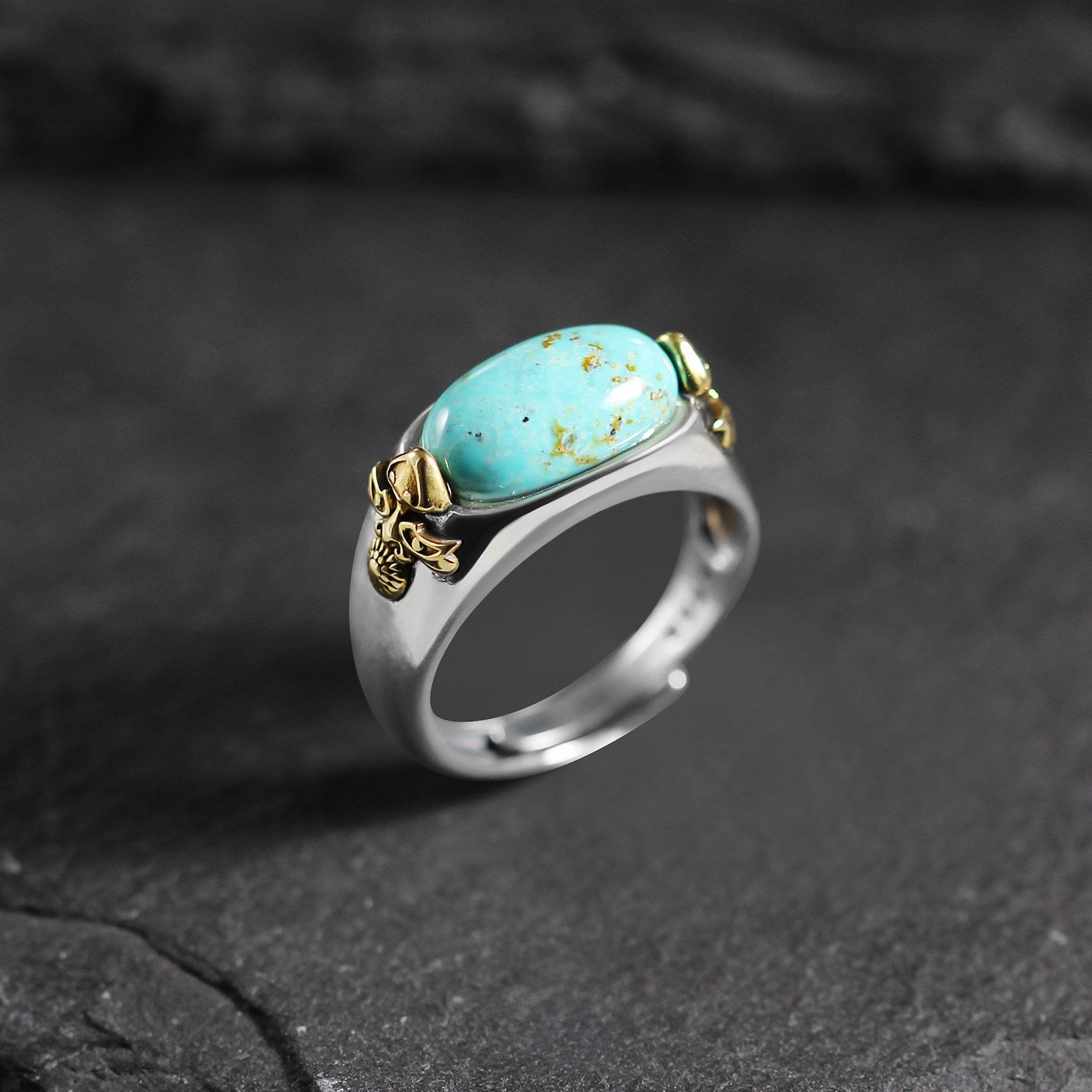925 Sterling Silver Oval Turquoise Adjustable Band