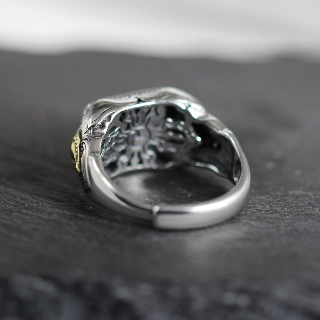 Vintage Square Turquoise Statement Ring 925 Sterling Silver
