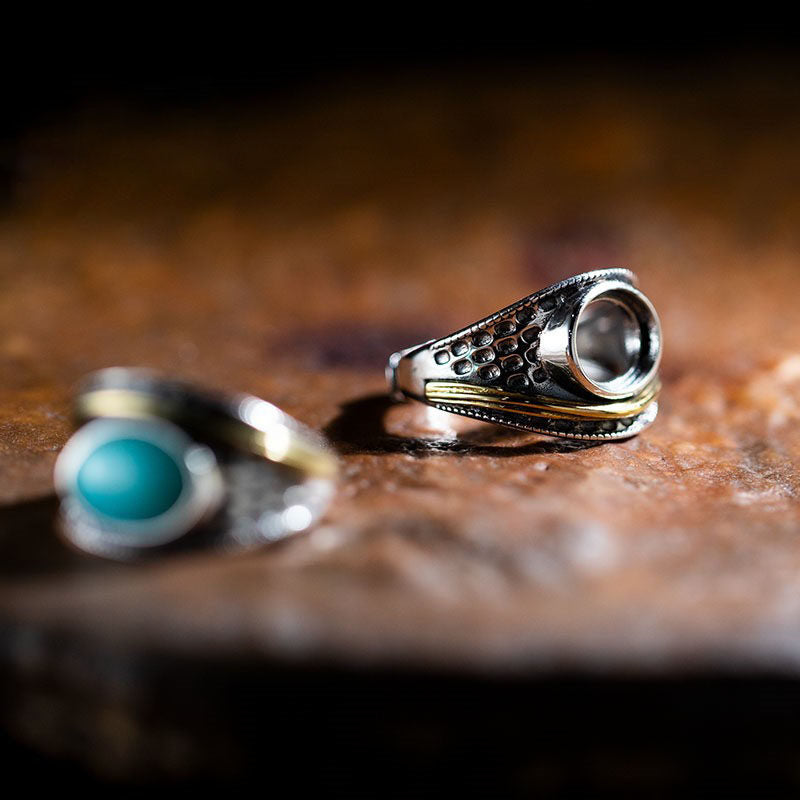 Honeycomb Turquoise Ring 925 Sterling Silver