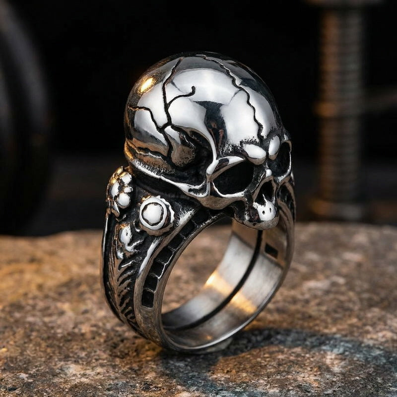 Cracked Skull Stainless Steel Ring