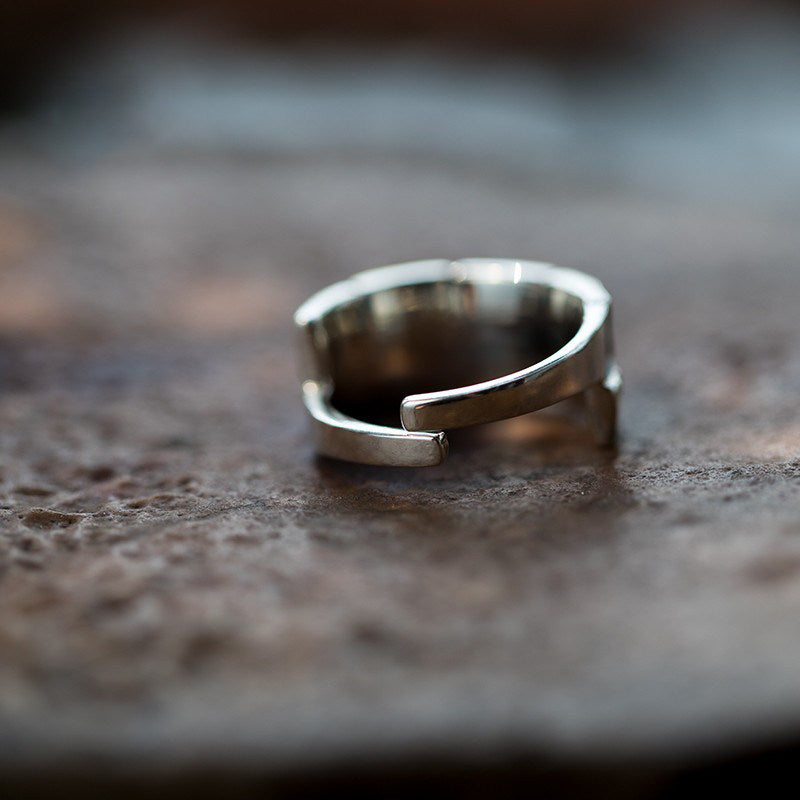 925 Sterling Silver Ring with Rectangular Turquoise and Copper Accent