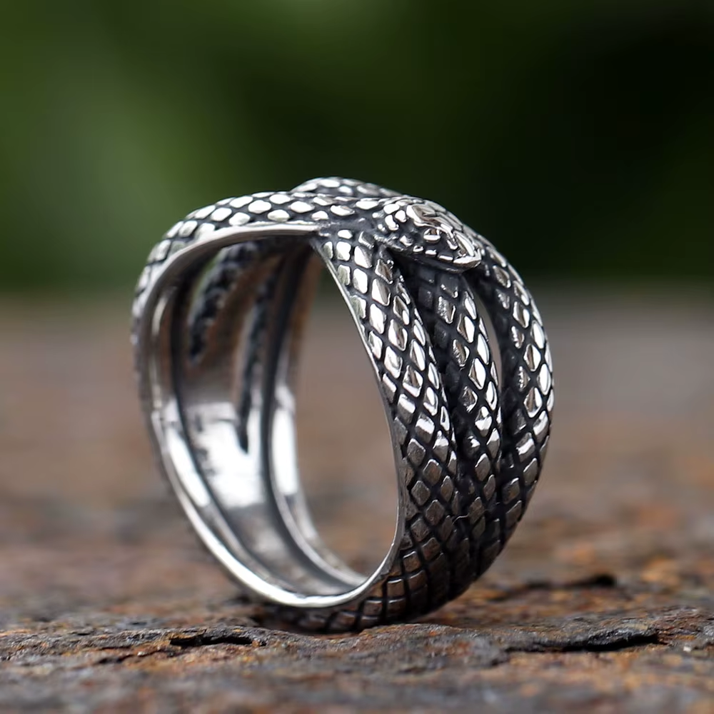 Coiled Snake Stainless Steel Ring