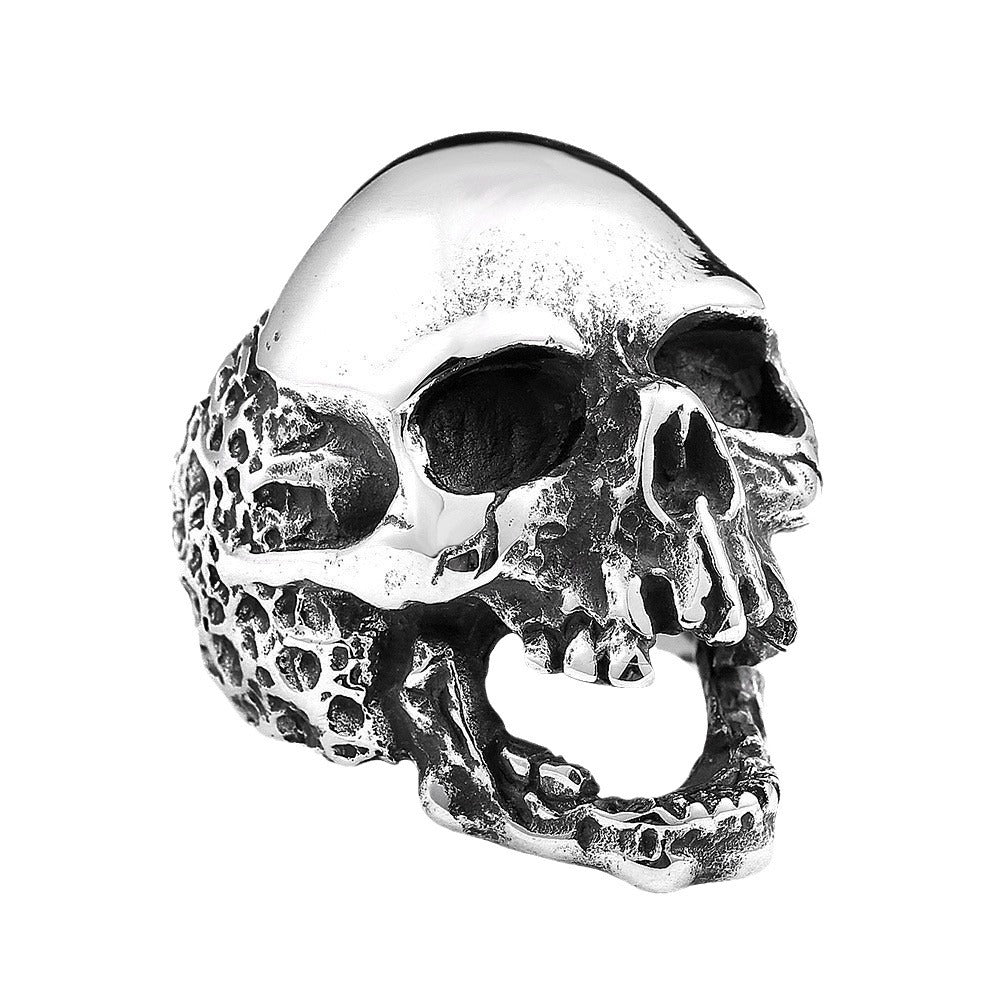 Eroded Broken Skull Statement Ring