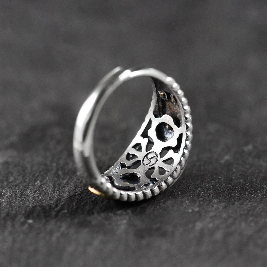 Auspicious Square Turquoise 925 Sterling Silver Band Ring
