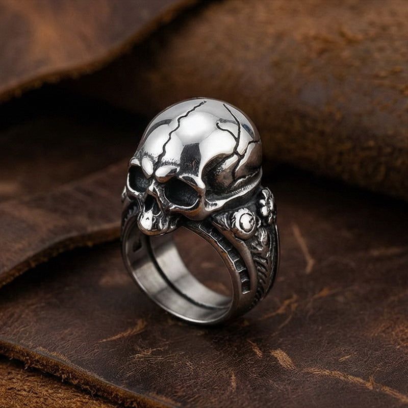 Cracked Skull Stainless Steel Ring
