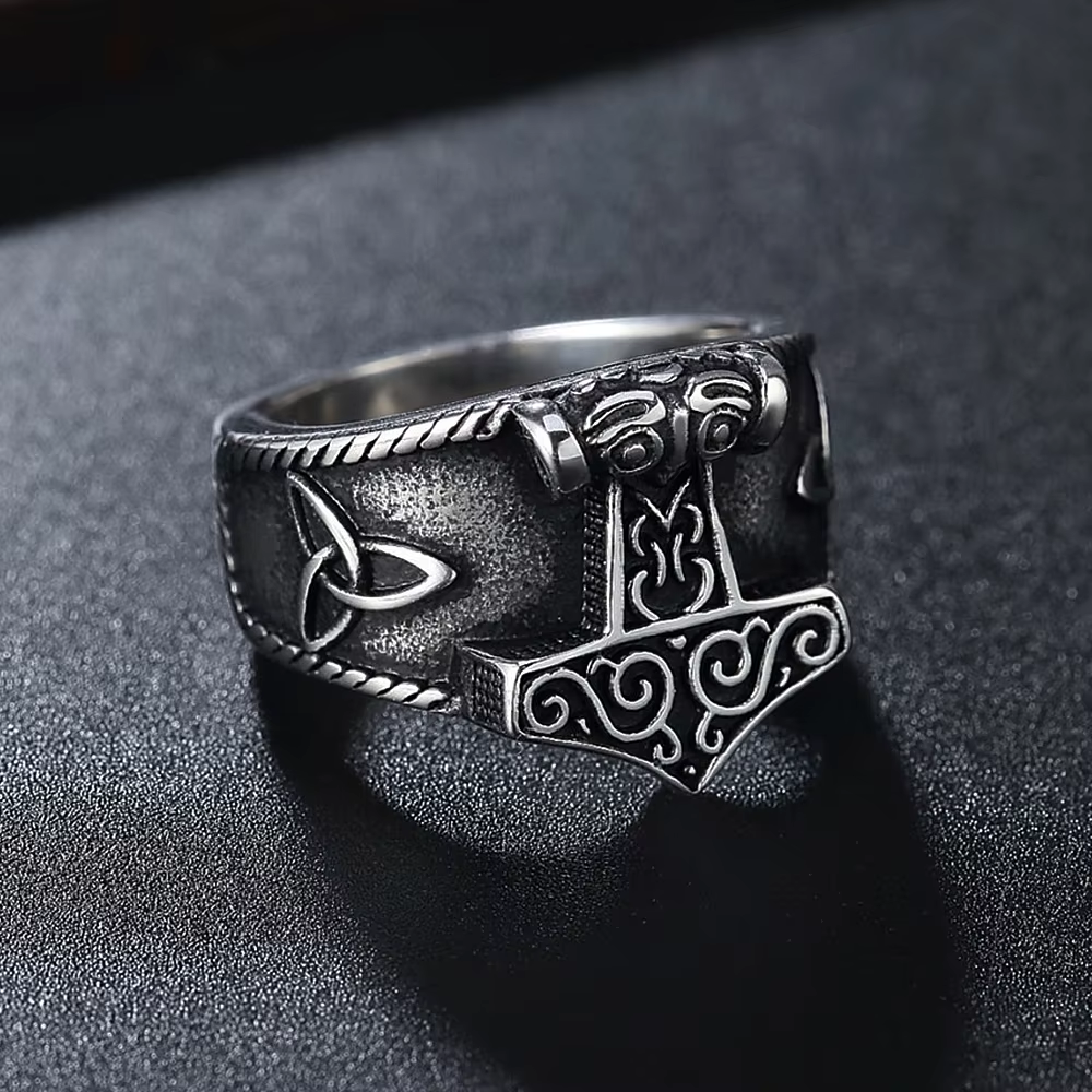 Mjolnir Trinity Knot Stainless Steel Ring