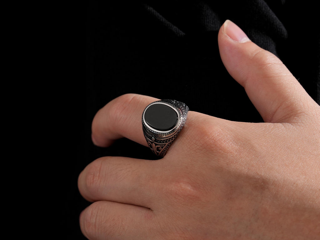 Black Obsidian Gothic Punk Ring