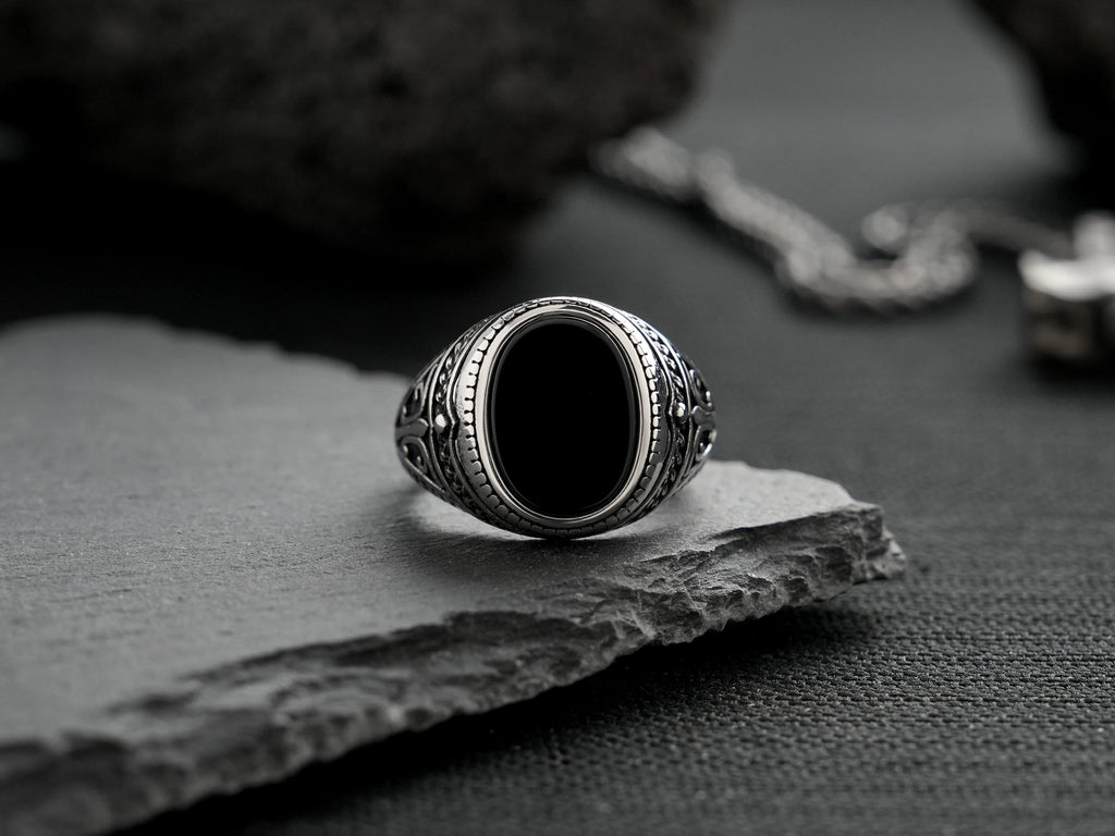 Black Obsidian Gothic Punk Ring