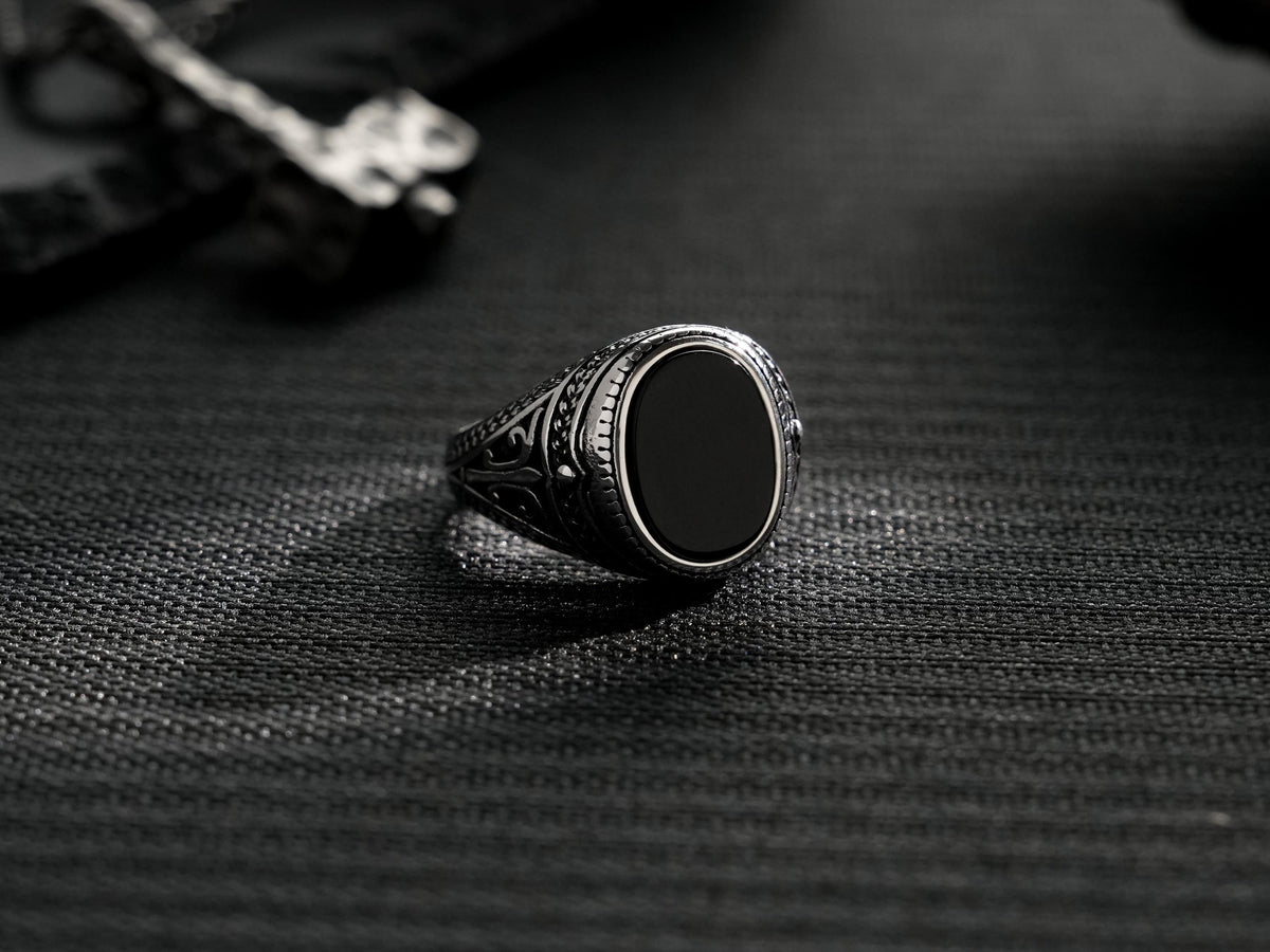 Black Obsidian Gothic Punk Ring