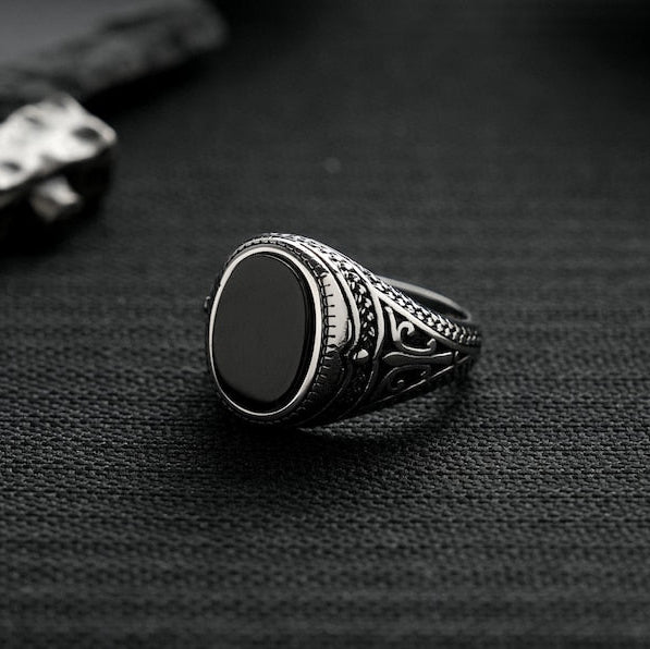 Black Obsidian Gothic Punk Ring