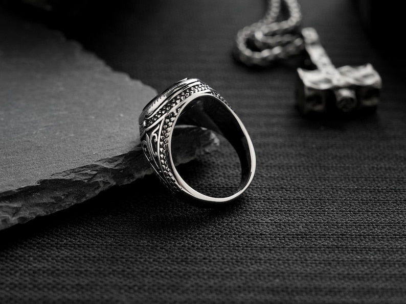 Black Obsidian Gothic Punk Ring