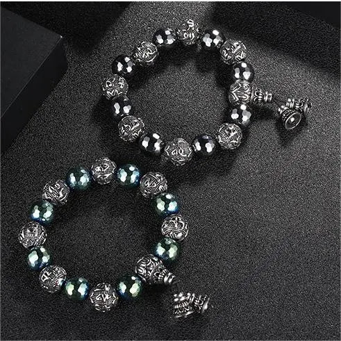 Hematite Adjustable Crystal Positive Energy Beaded Bracelet