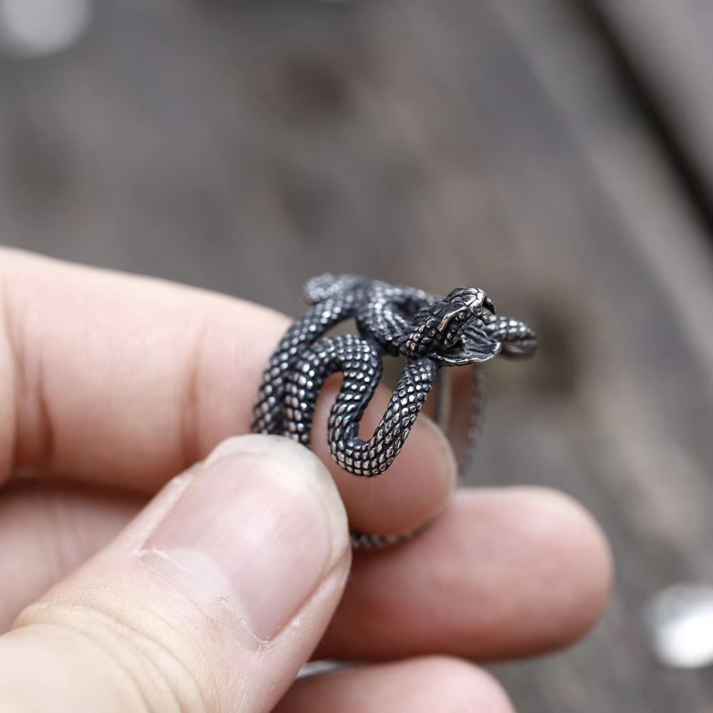 3D Coiled Snake Stainless Steel Ring