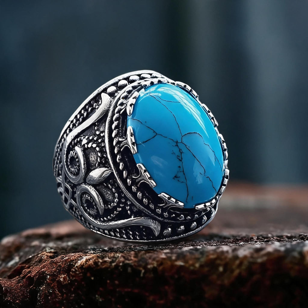 Gothic Style Gemstone Stainless Steel Ring