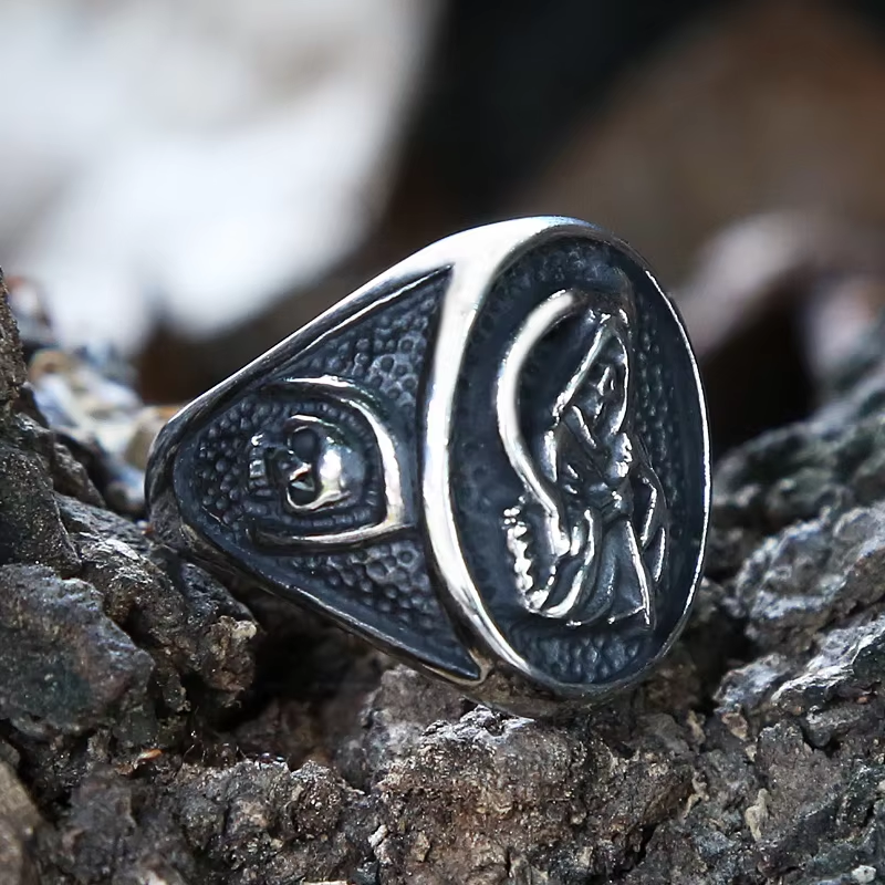 Vintage Grim Reaper Scythe Stainless Steel Ring