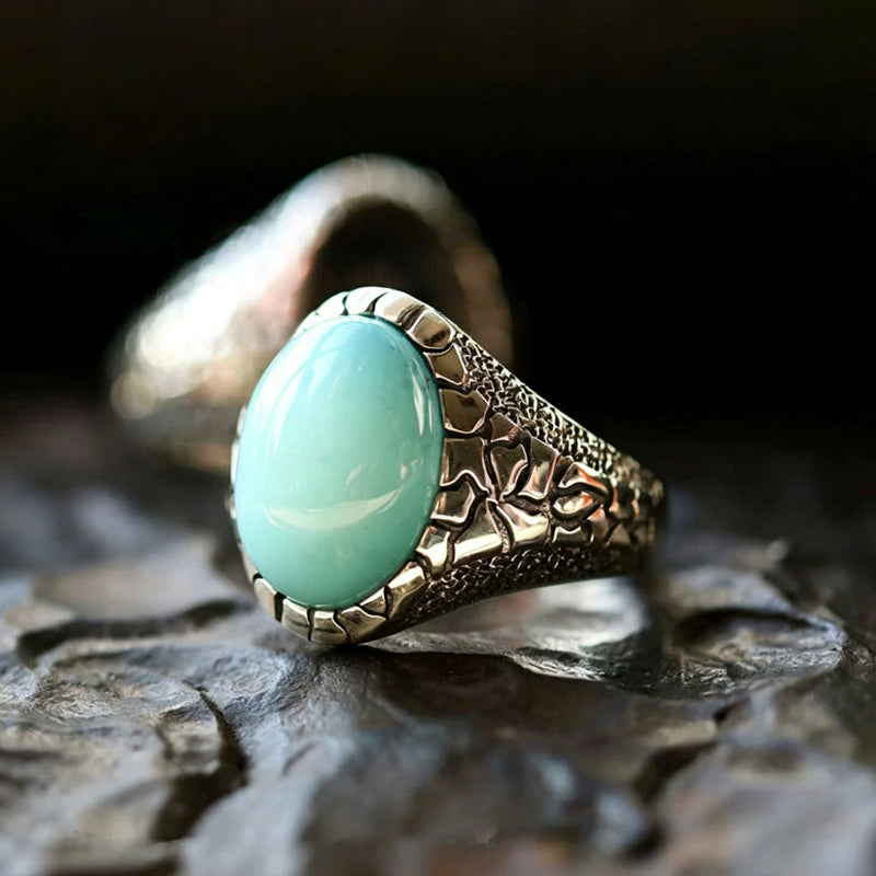 Vintage Natural Turquoise S925 Sterling Silver Ring