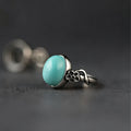 925 Sterling Silver Turquoise Ring with Flower Detail