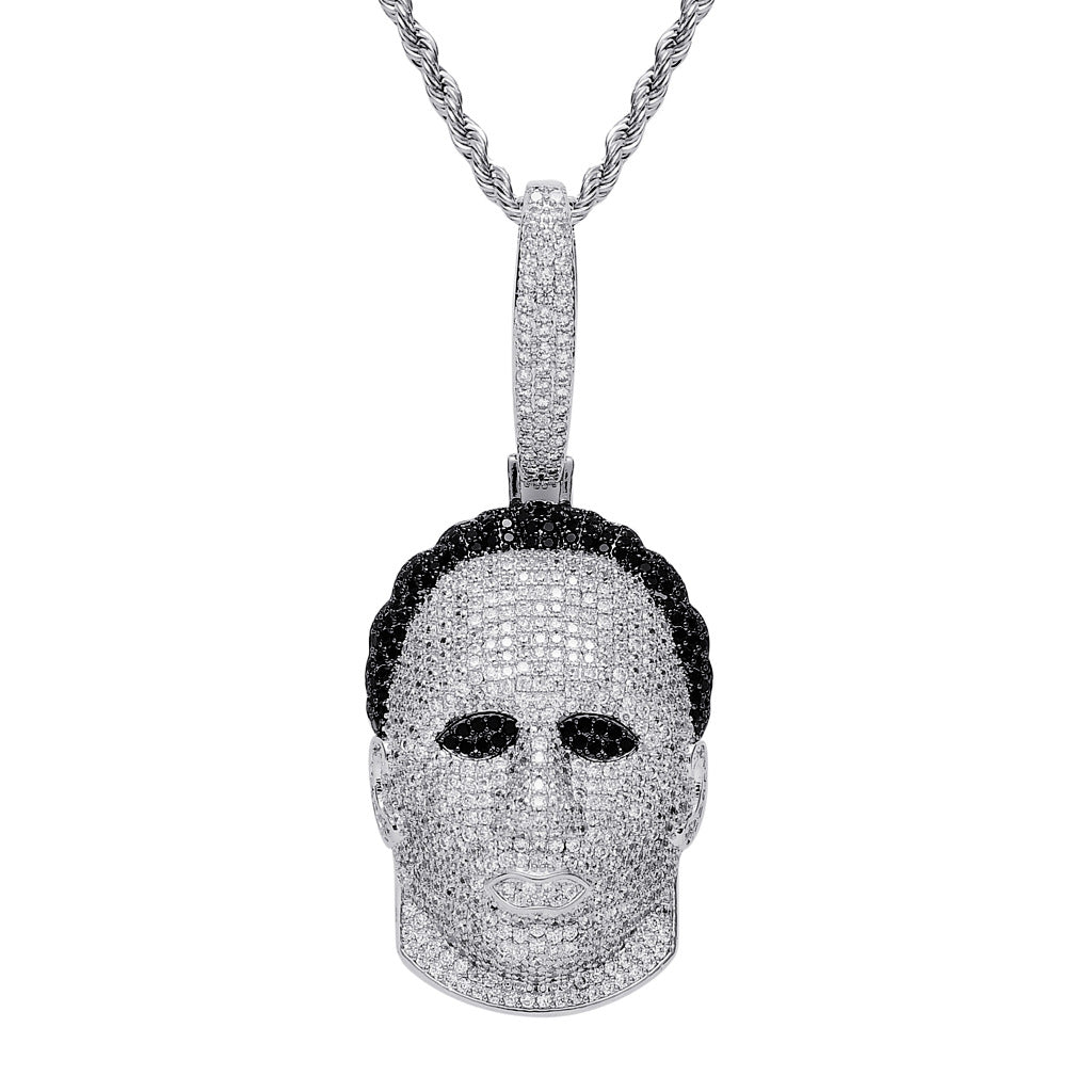 Diamond Human Head Mask Necklace