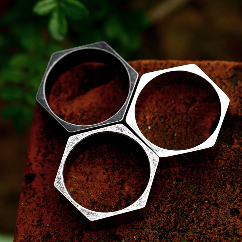 Norse Rune Square Band Stainless Steel Ring