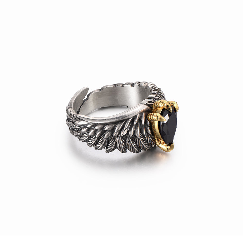 Vintage Black Onyx Eagle Wing Ring