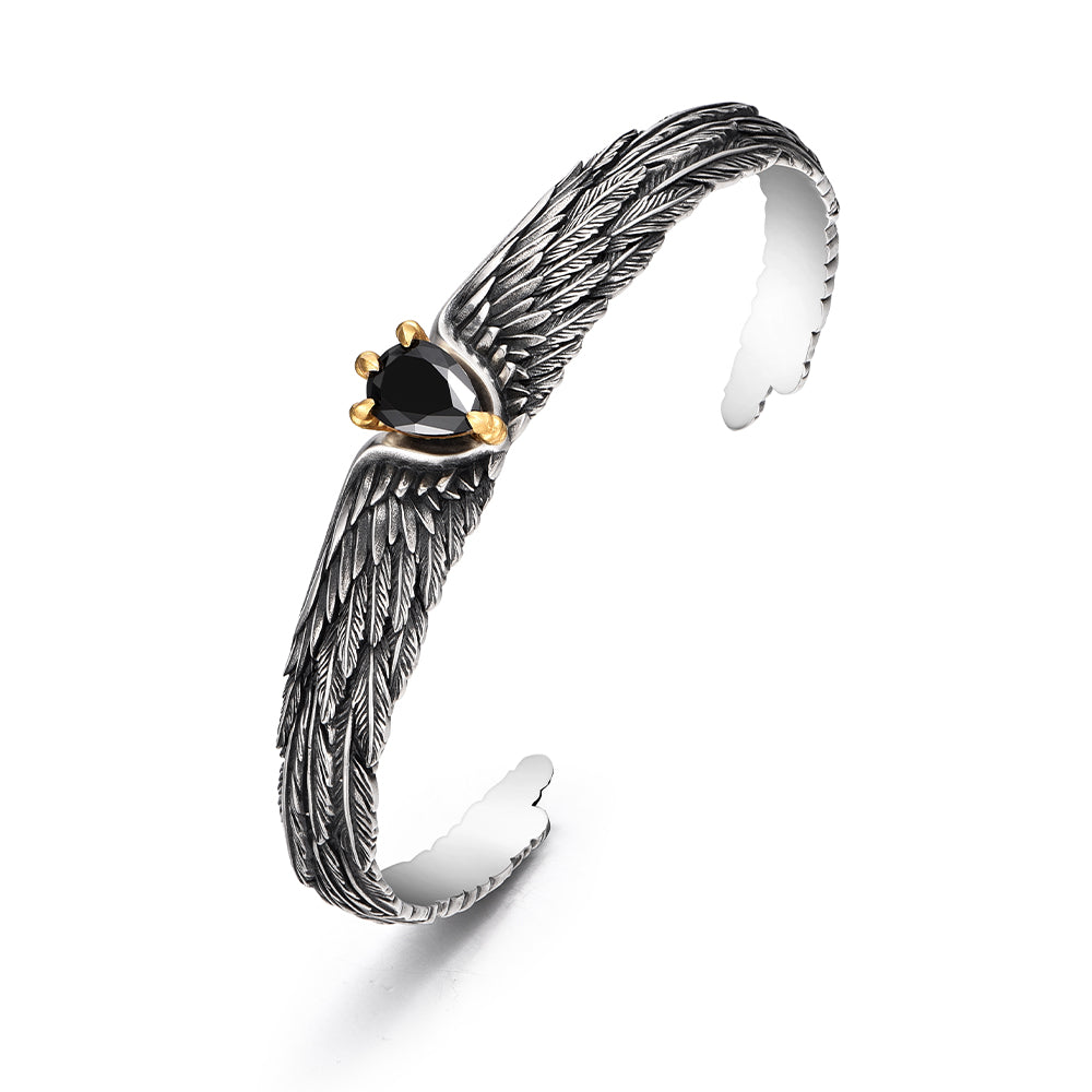 Vintage Black Onyx Eagle Wing Bracelet