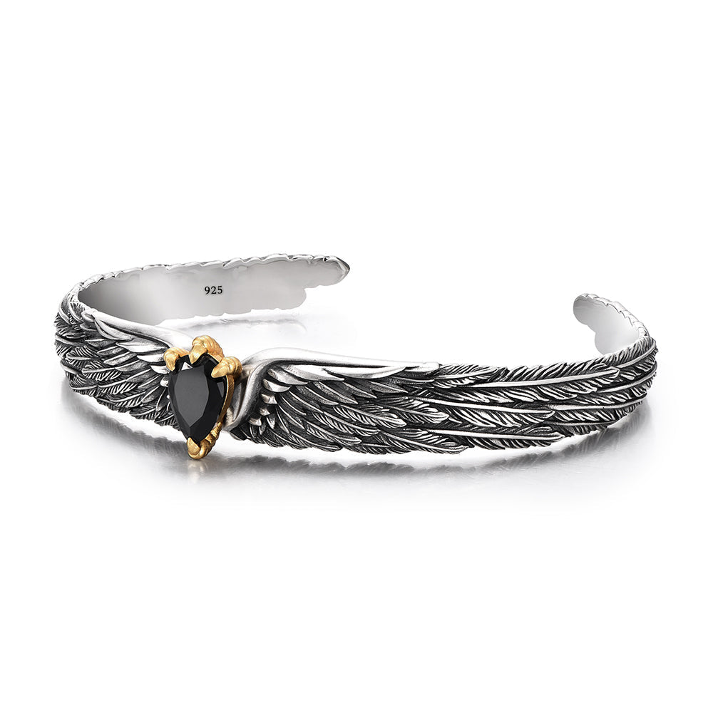 Vintage Black Onyx Eagle Wing Bracelet