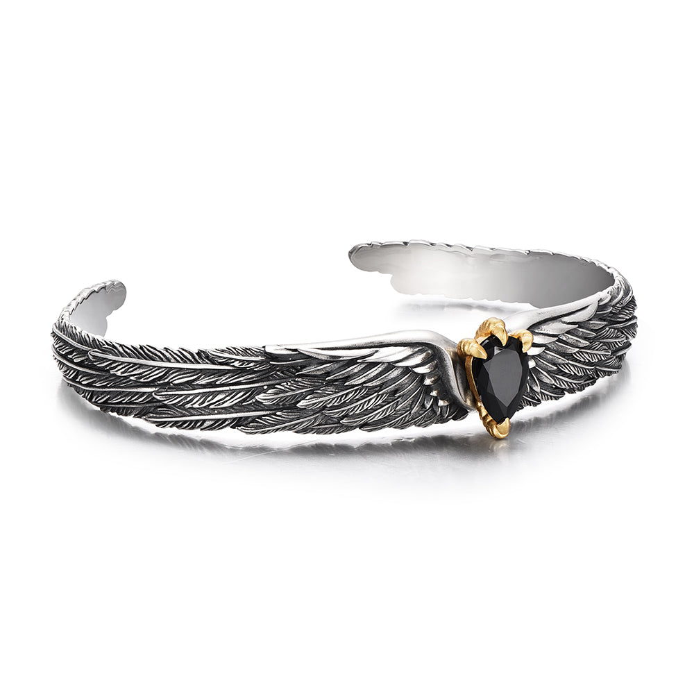 Vintage Black Onyx Eagle Wing Bracelet