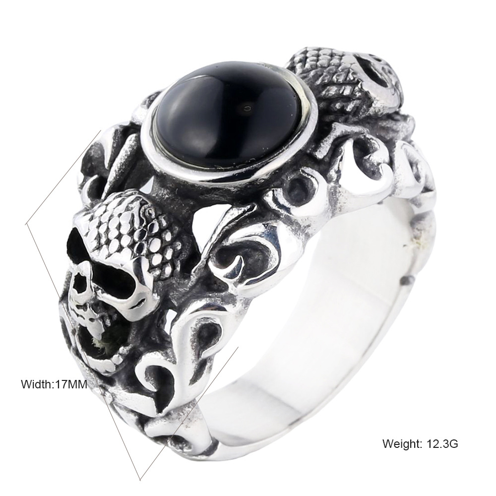 Gemstone Skull Stainless Steel Ring