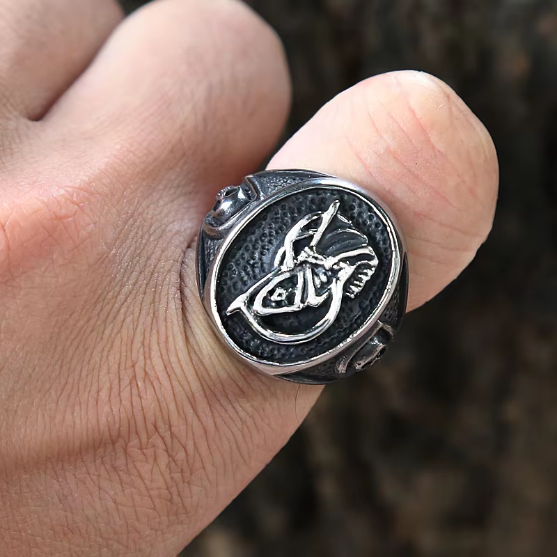 Vintage Grim Reaper Scythe Stainless Steel Ring