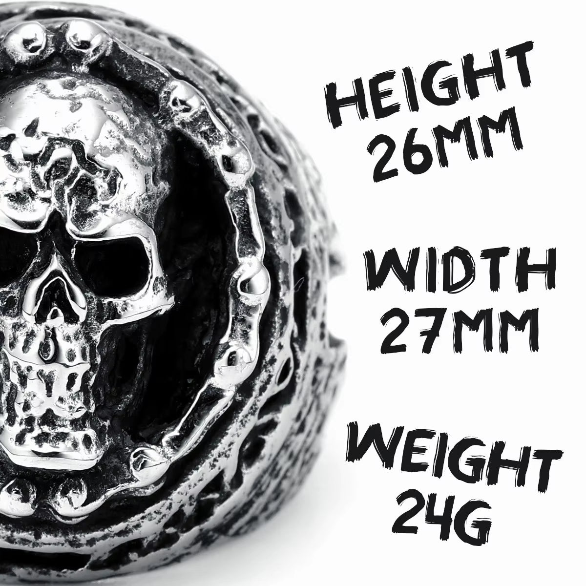 Chain Wrapped Skull Stainless Steel Ring