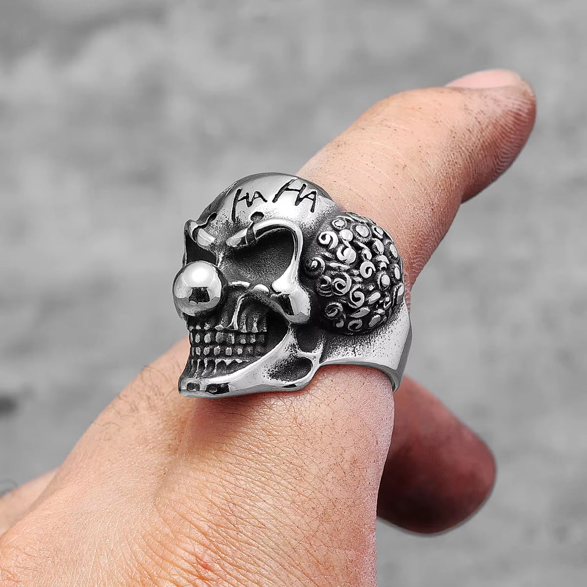 Evil Clown Skull Stainless Steel Ring