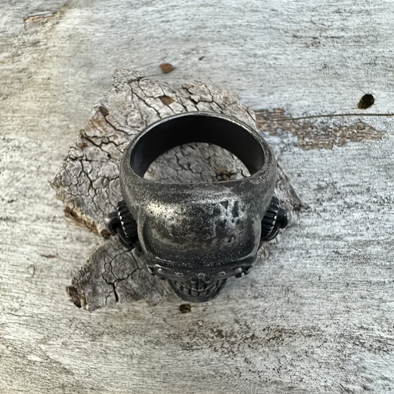 Rivet Goggle Skull Stainless Steel Ring