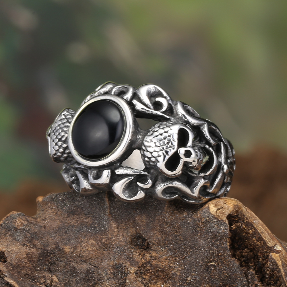 Gemstone Skull Stainless Steel Ring