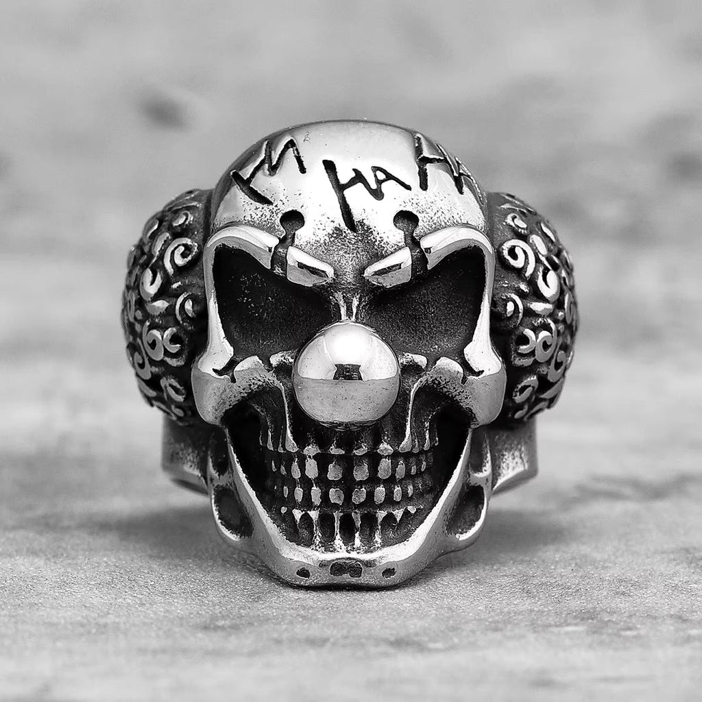 Evil Clown Skull Stainless Steel Ring