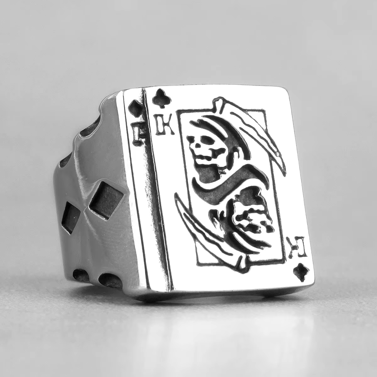 Grim Reaper Playing Card Stainless Steel Ring
