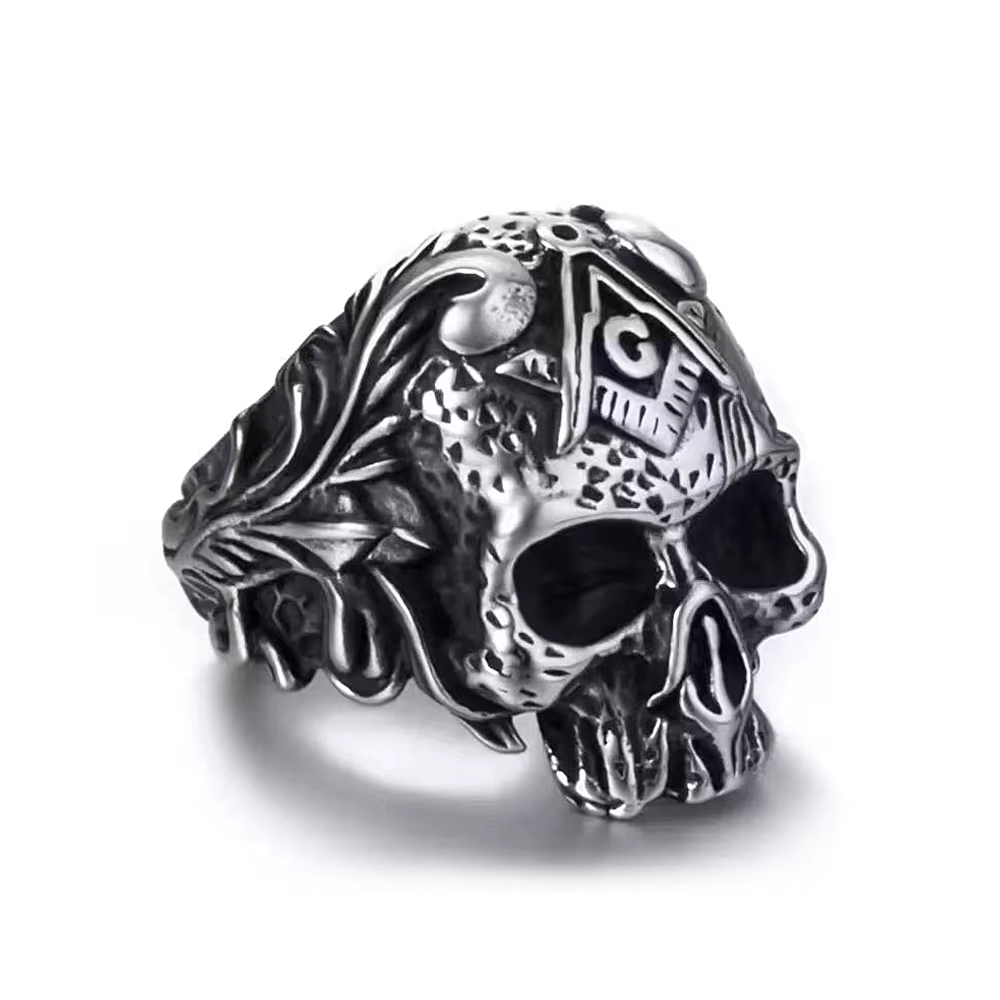 Masonic Skull Two-Tone Stainless Steel Ring