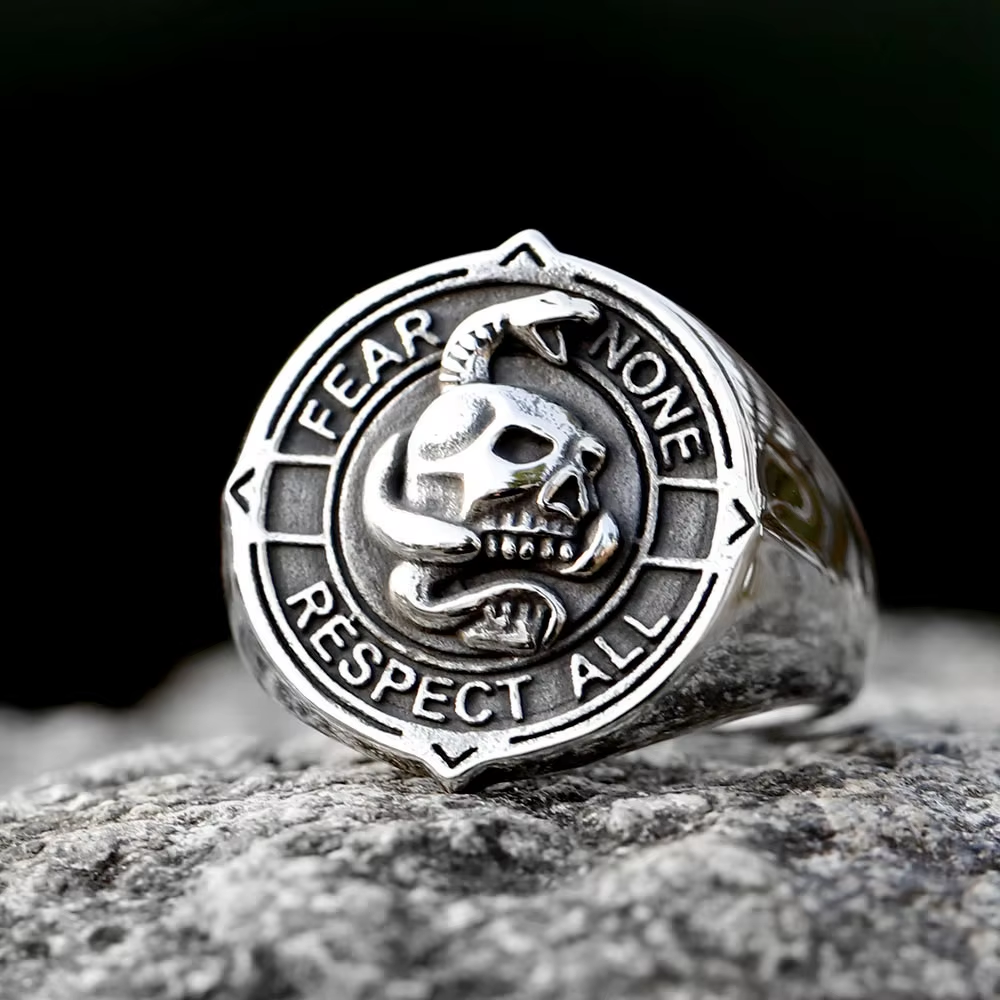 Gothic Skull Serpent Stainless Steel Ring